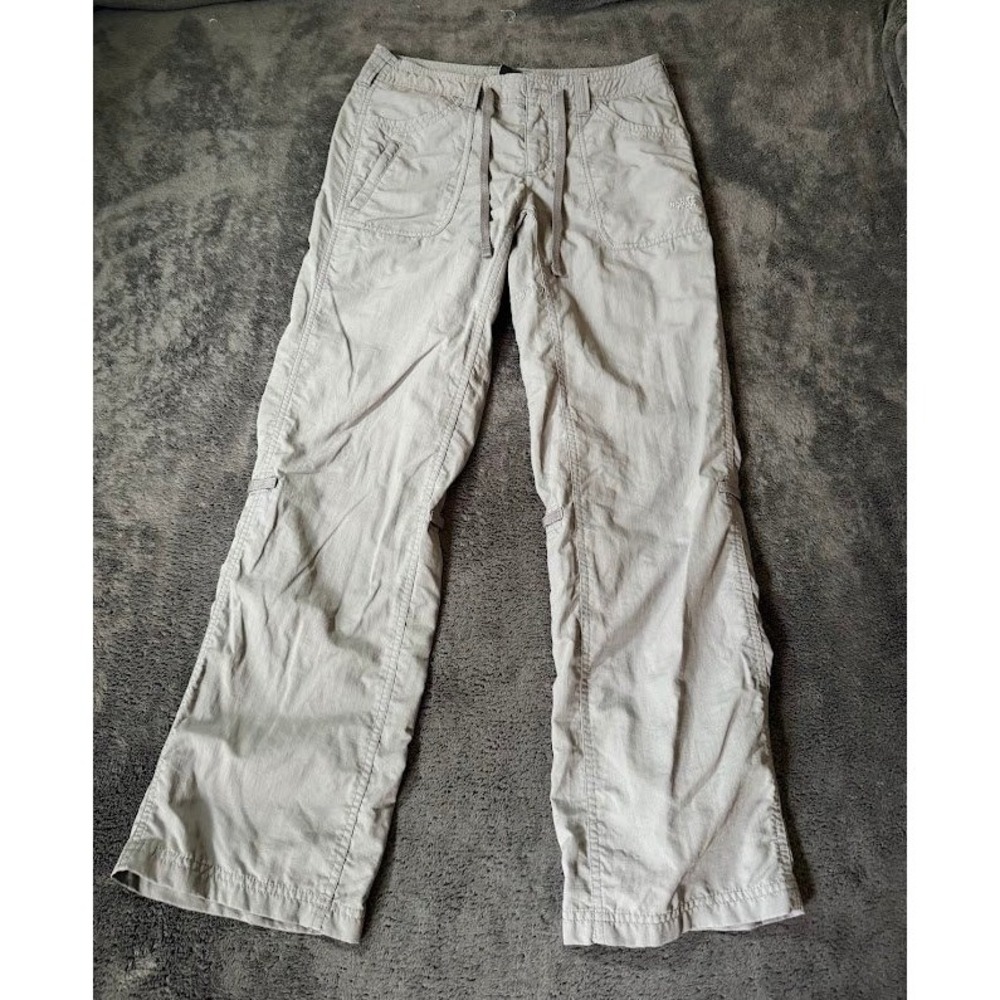 The North Face Womens Grey Hiking Pants 4 Drawstring Roll Up Leg Outdoor 30X29.